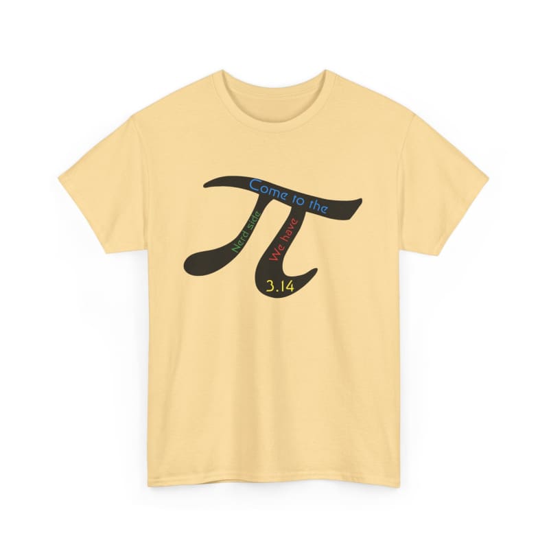 Yellow t-shirt featuring the mathematical pi symbol in black.