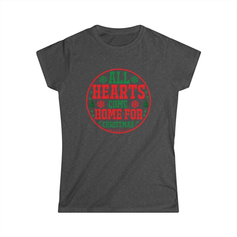 Dark gray t-shirt with red and green circular Christmas text design.