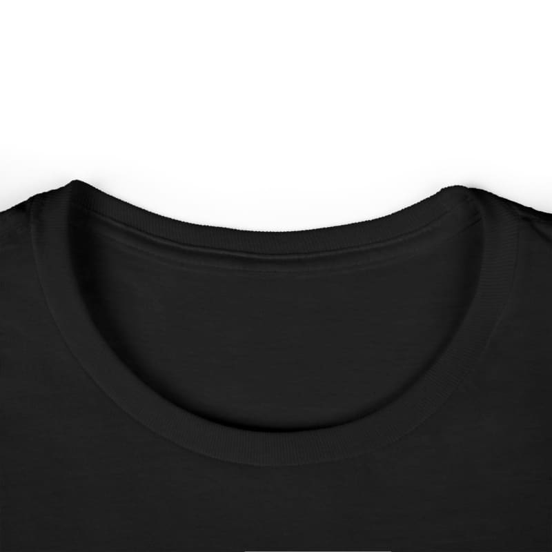 Black crew neck collar of a t-shirt.