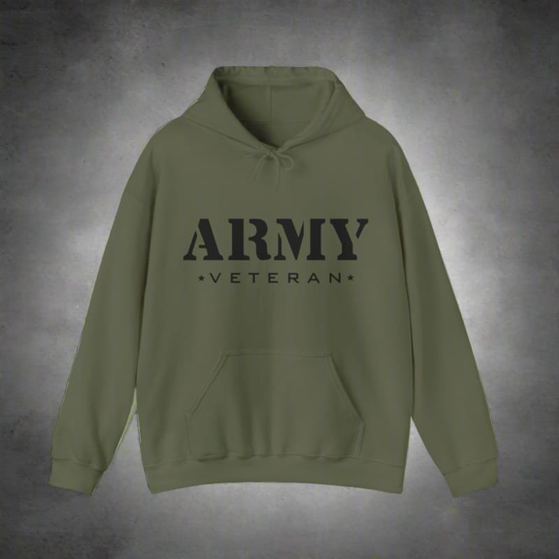 Army veteran hoodie in olive green color.