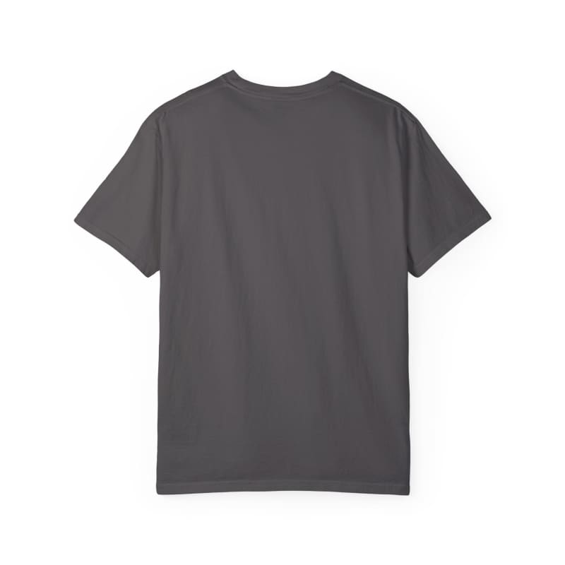 Plain gray short-sleeved t-shirt.