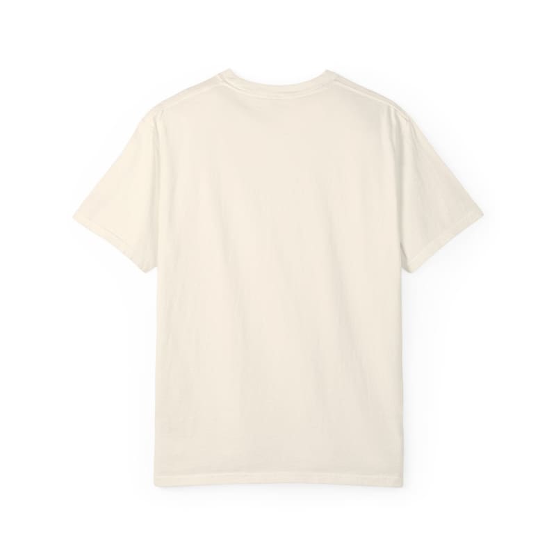 Plain cream-colored t-shirt with short sleeves.