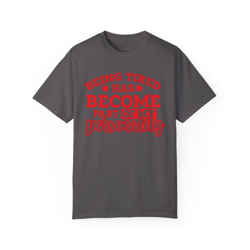 Gray t-shirt with red text reading ’Nothing tastes as good as skinny feels’.