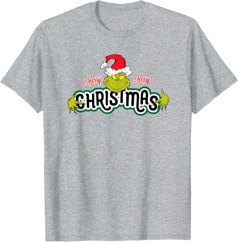 Grinch Hugs Christmas Tees for Festive Fun and Cheer - Heather Grey / Men / Medium - T-Shirt