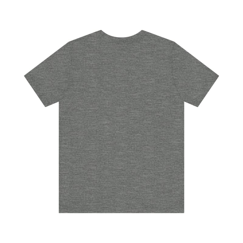 Gray t-shirt with a crew neck and short sleeves.