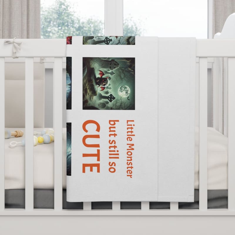 White wooden baby crib with a book attached to its side.