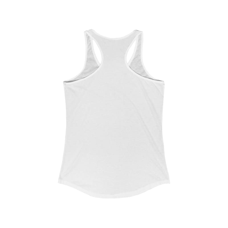 White sleeveless athletic tank top with a racerback design.